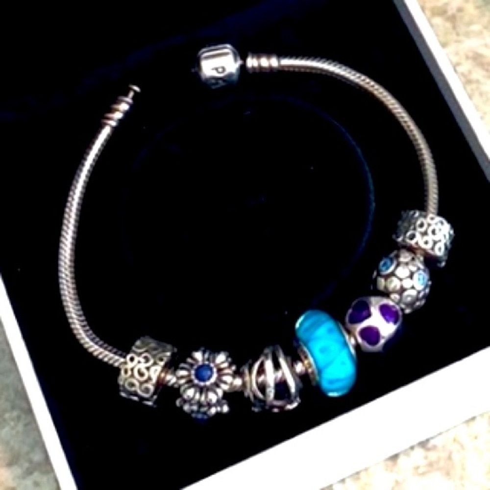 ✨Pandora✨Moments Sterling Silver Snake Chain Bracelet with Charms and Clips - Picture 4 of 15